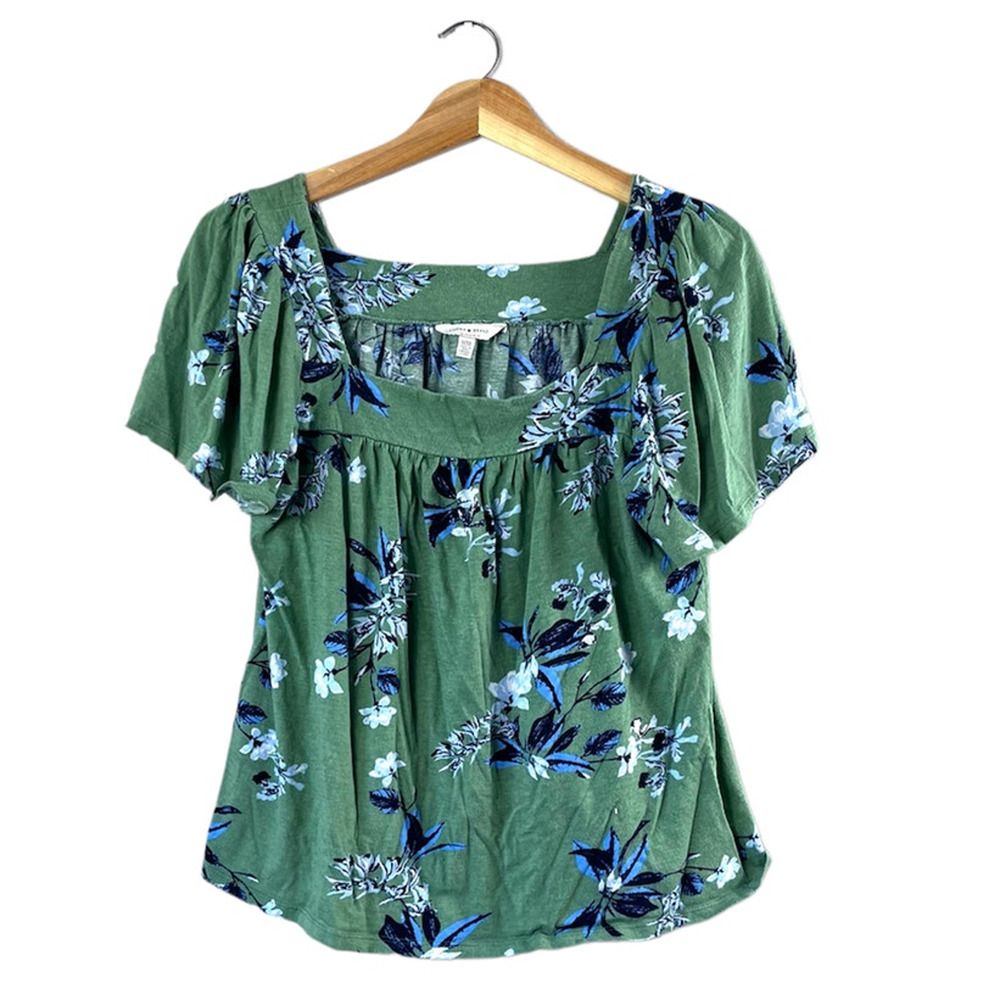 Women's Green Floral Lucky Brand Blouse M